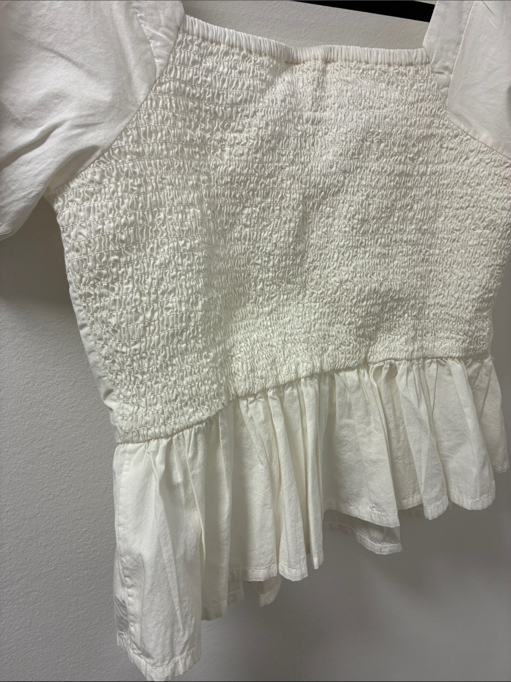 Lucky Brand Puff Sleeve Smocked Peplum Top - Picture 5 of 5